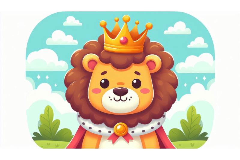 cartoon-lion-crown-vector