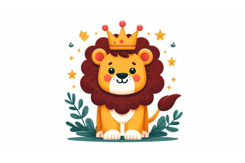 cartoon-lion-crown-vector