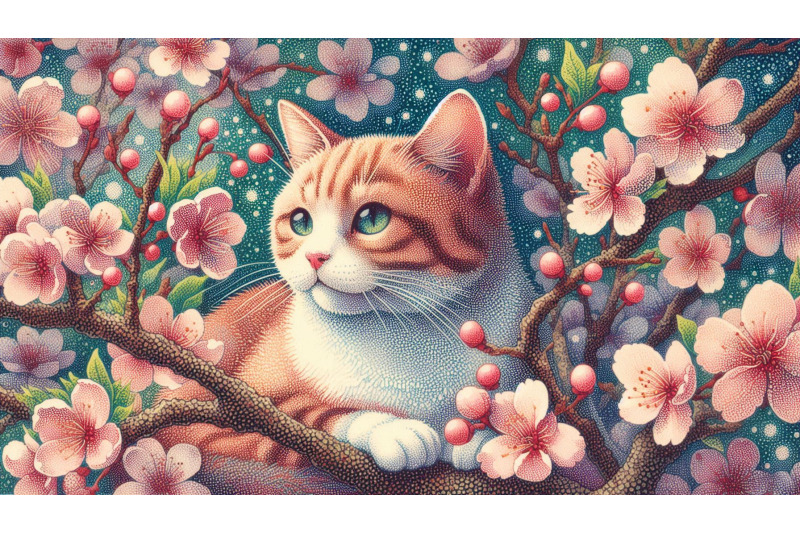 cherry-blooms-cat