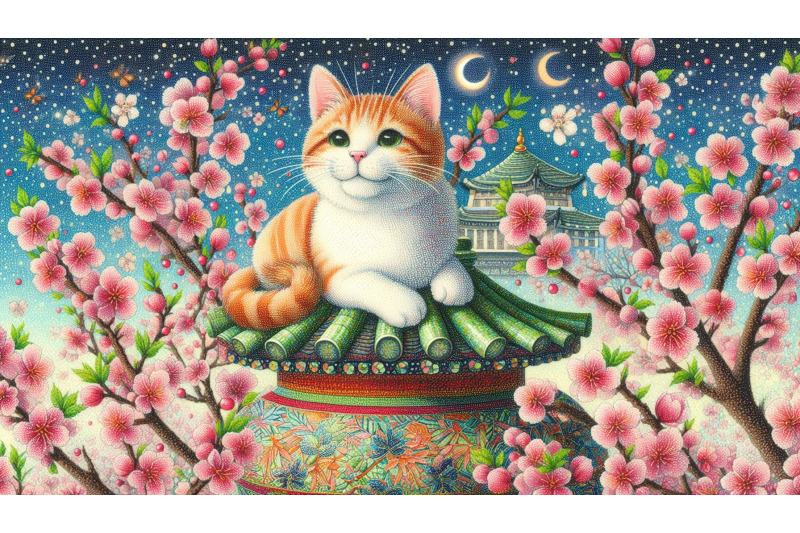 cherry-blooms-cat