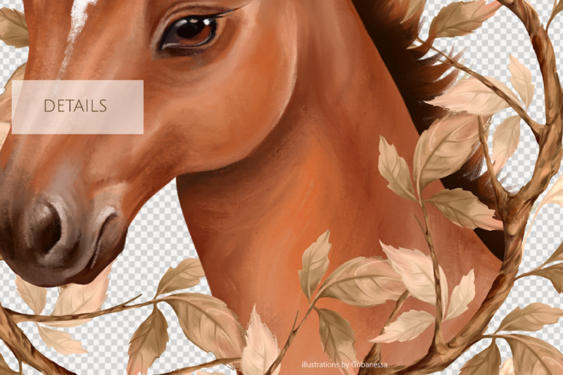 horse-with-autumn-wreat-png