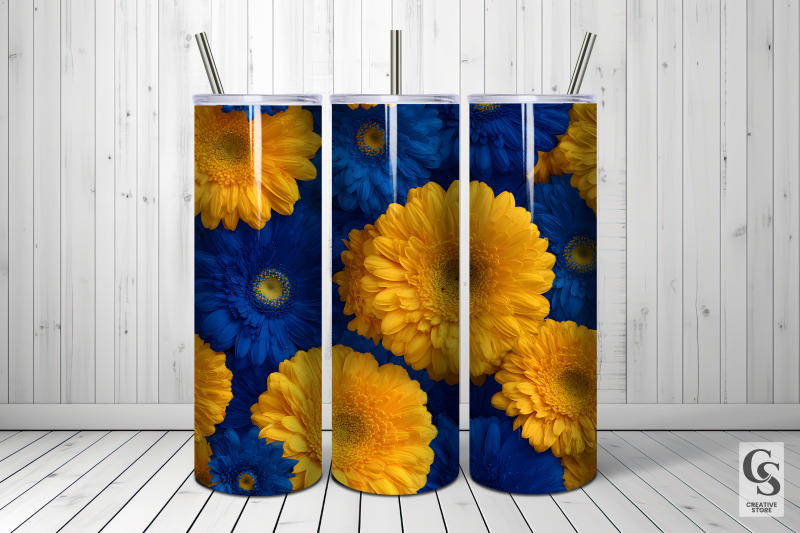 blue-and-yellow-gerbera-daisy-flowers-digital-paper