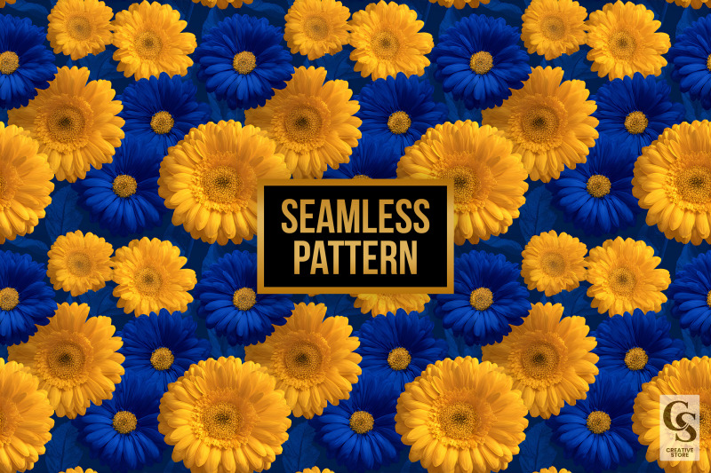 blue-and-yellow-gerbera-daisy-flowers-digital-paper