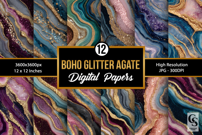 boho-glitter-agate-digital-paper