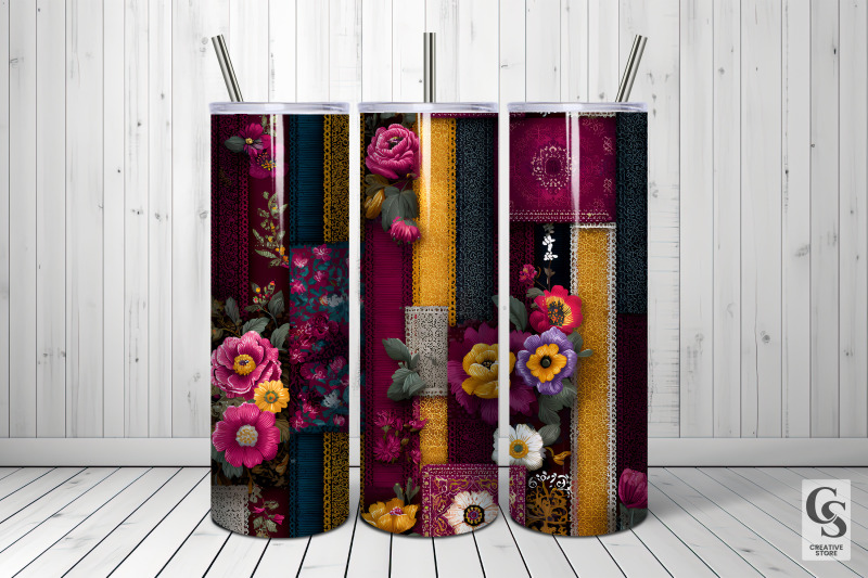 burgundy-floral-patched-fabric-digital-paper