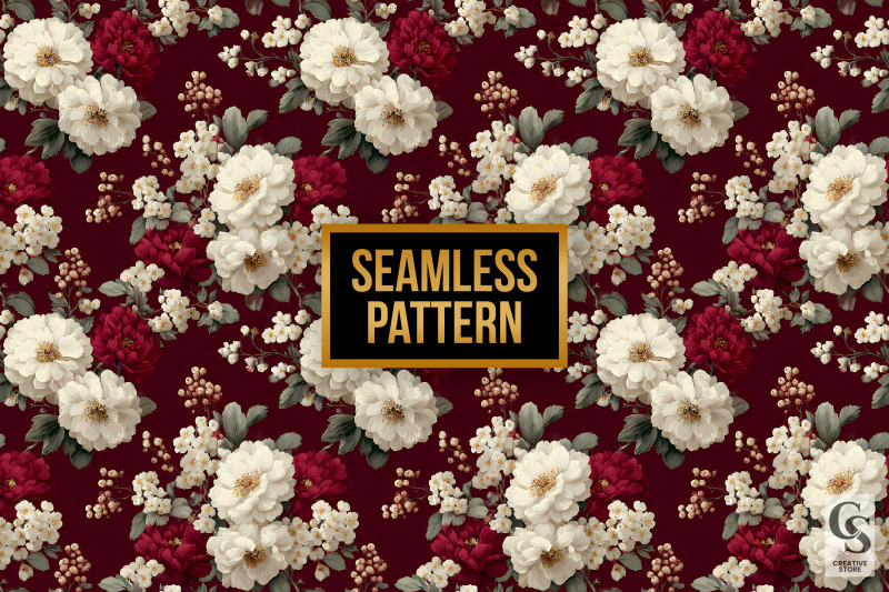 cream-and-burgundy-romantic-flowers-digital-paper
