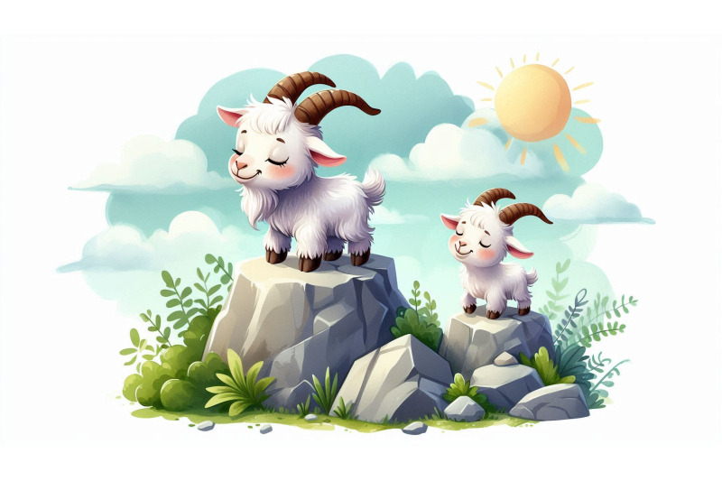 cartoon-goat-rock-vector