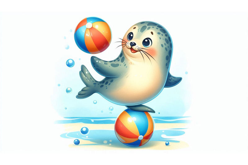 cartoon-seal-balancing-vector