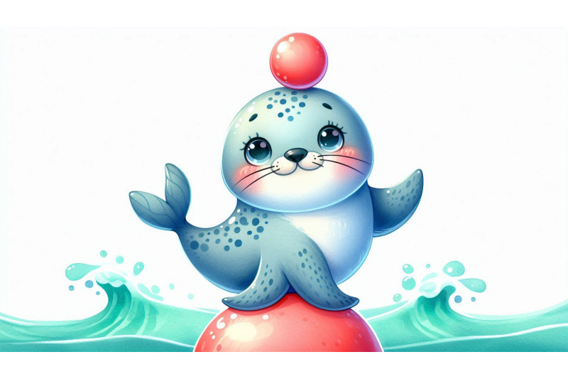 cartoon-seal-balancing-vector
