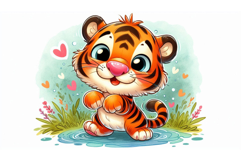 cartoon-tiger-playful-vector