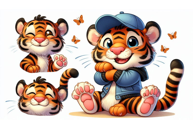 cartoon-tiger-playful-vector