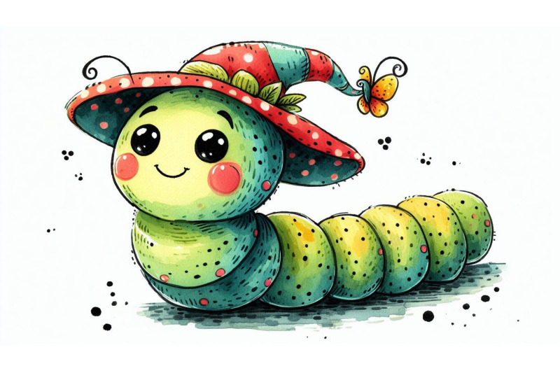 doodle-caterpillar-sketch-character
