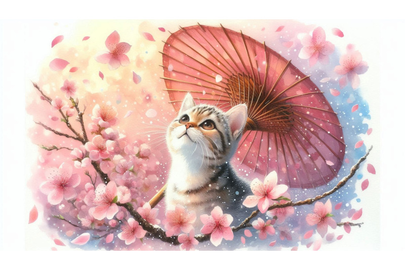 falling-petals-cat