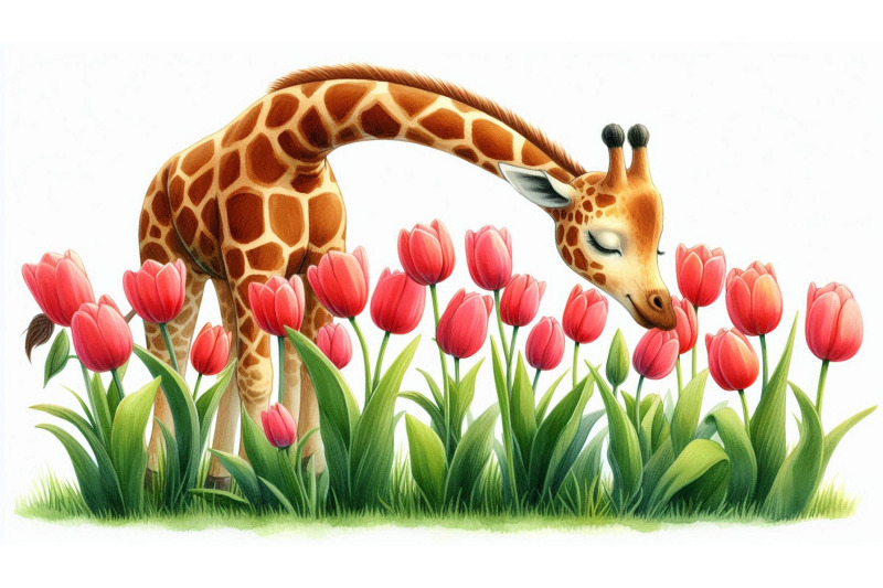 giraffe-tulip-watercolor