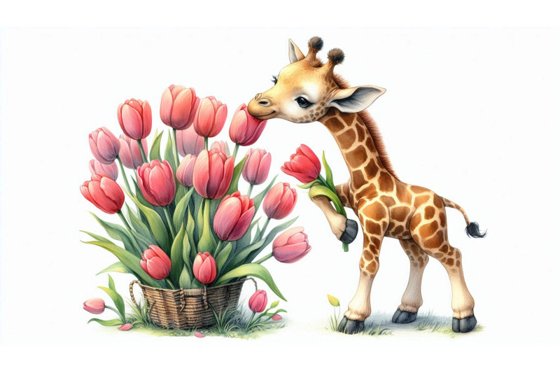 giraffe-tulip-watercolor