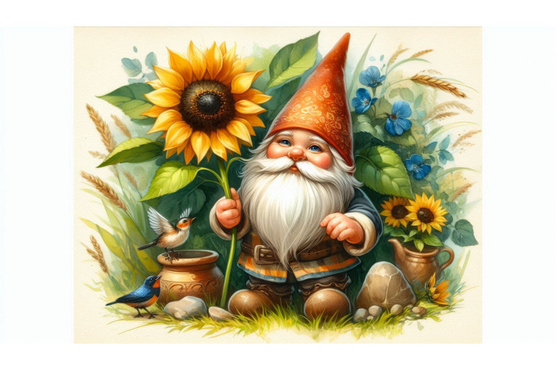 gnome-holding-sunflower