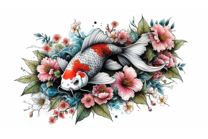 koi-flower-ink