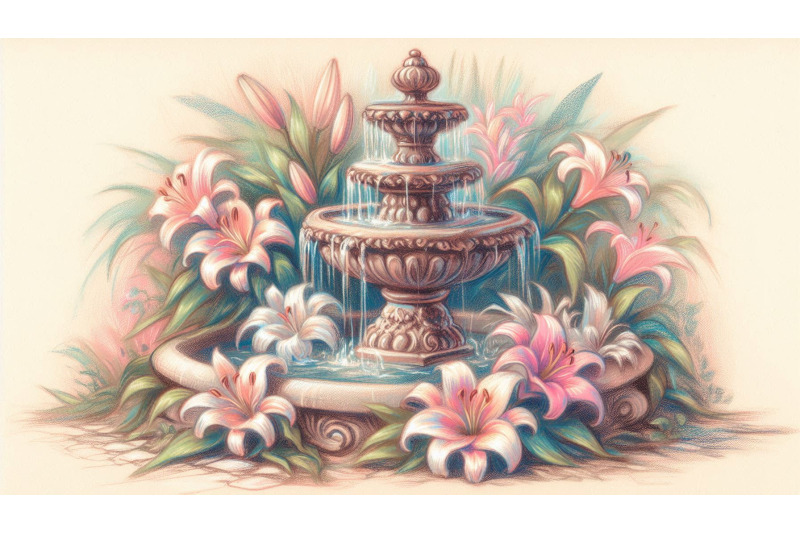lily-fountain-pastel
