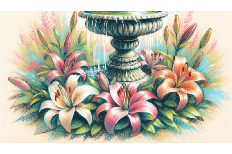 lily-fountain-pastel