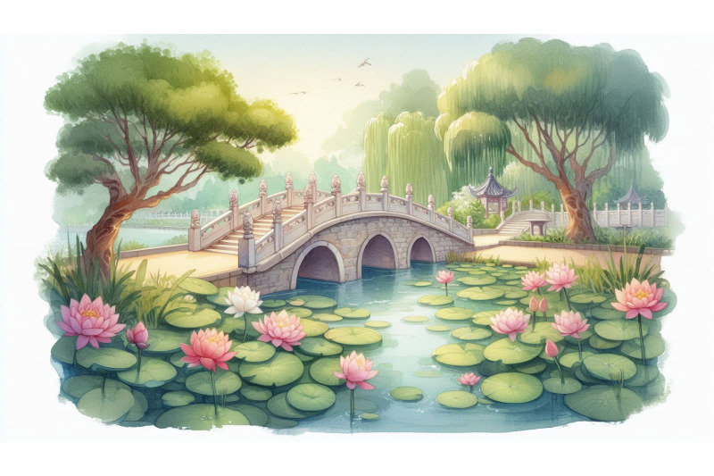 lotus-bridge-watercolor