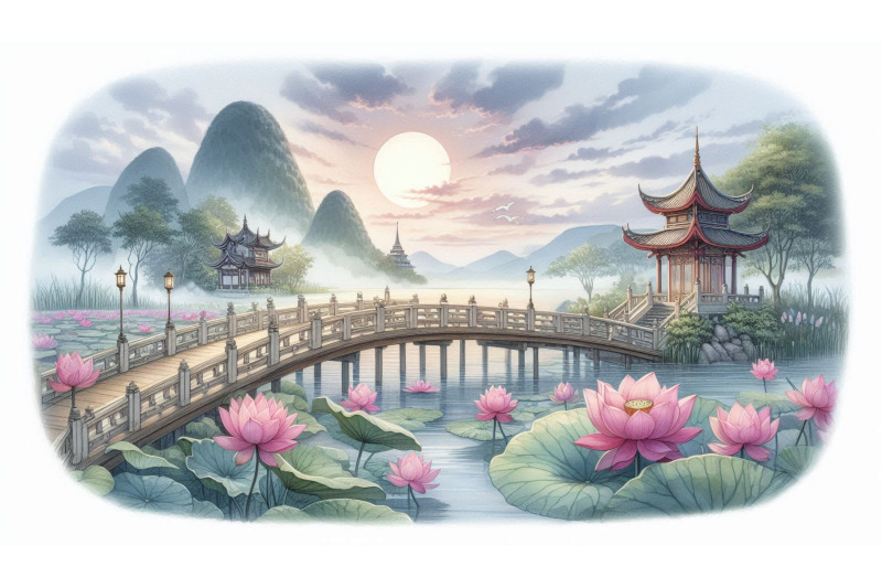 lotus-bridge-watercolor