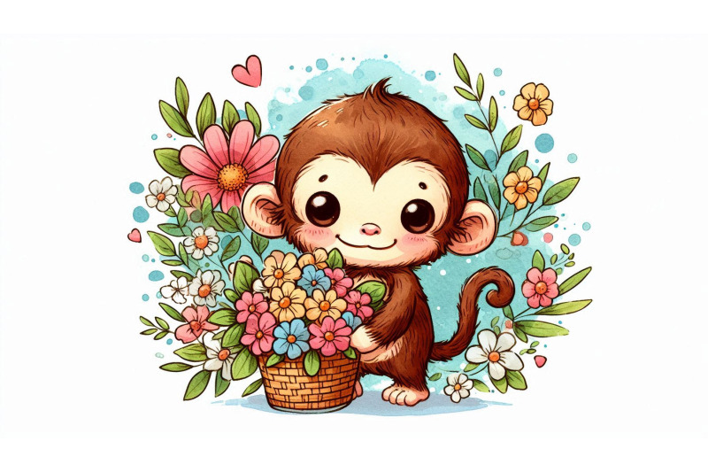 monkey-holding-flower