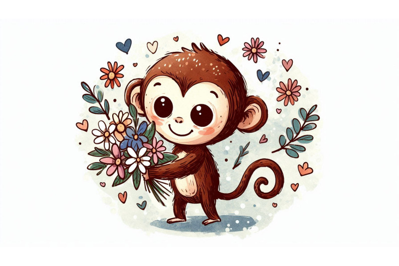 monkey-holding-flower