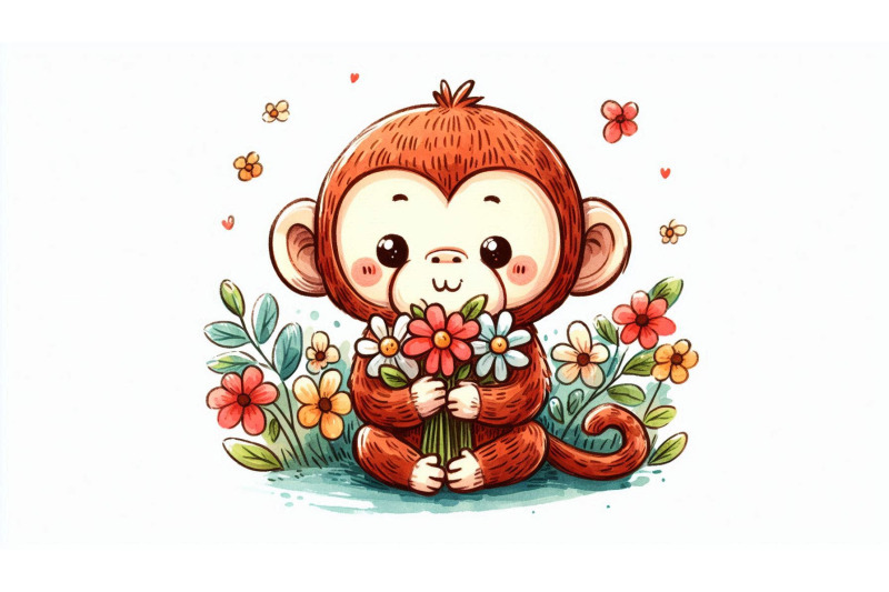 monkey-holding-flower