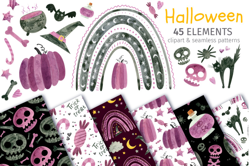 violet-halloween-clipart-amp-patterns