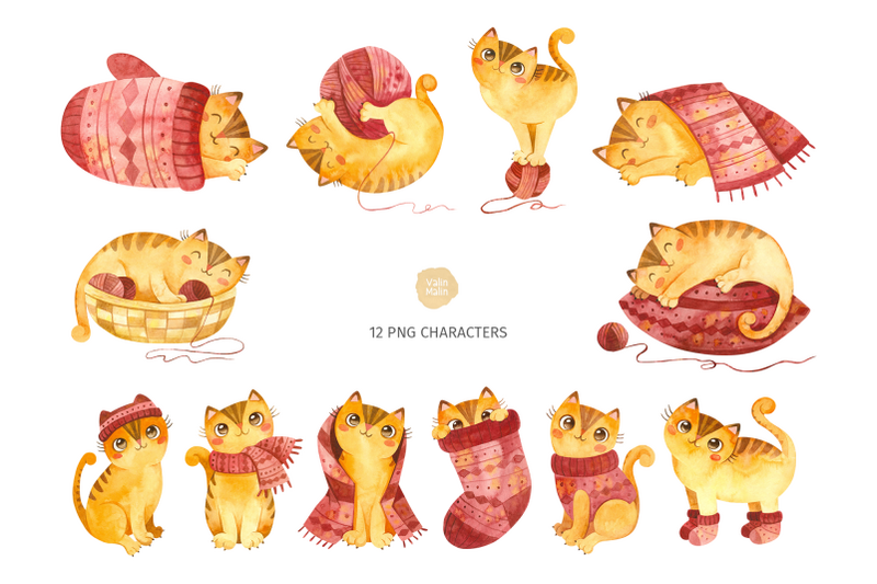 cute-cats-amp-knitting-clipart-patterns-cards