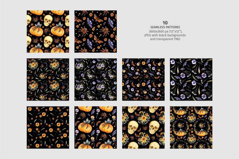 watercolor-halloween-clipart-patterns-invitation-card-templates