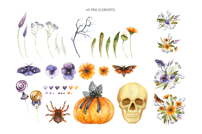 watercolor-halloween-clipart-patterns-invitation-card-templates