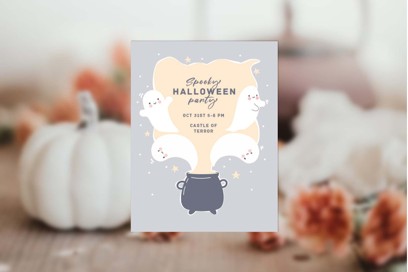 cute-halloween-postcards-vector-funny-ghosts-fall-template
