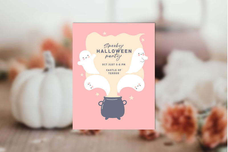 cute-halloween-postcards-vector-funny-ghosts-fall-template