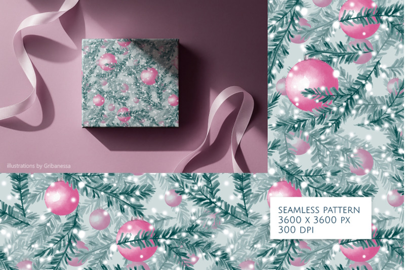 christmas-branches-and-ornaments-pattern
