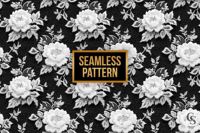 black-and-white-floral-lace-digital-paper