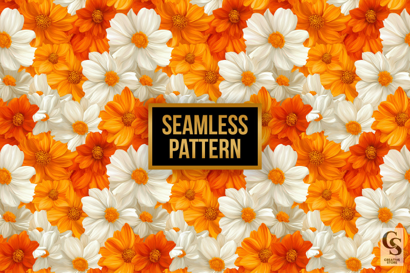 orange-and-white-flowers-digital-paper