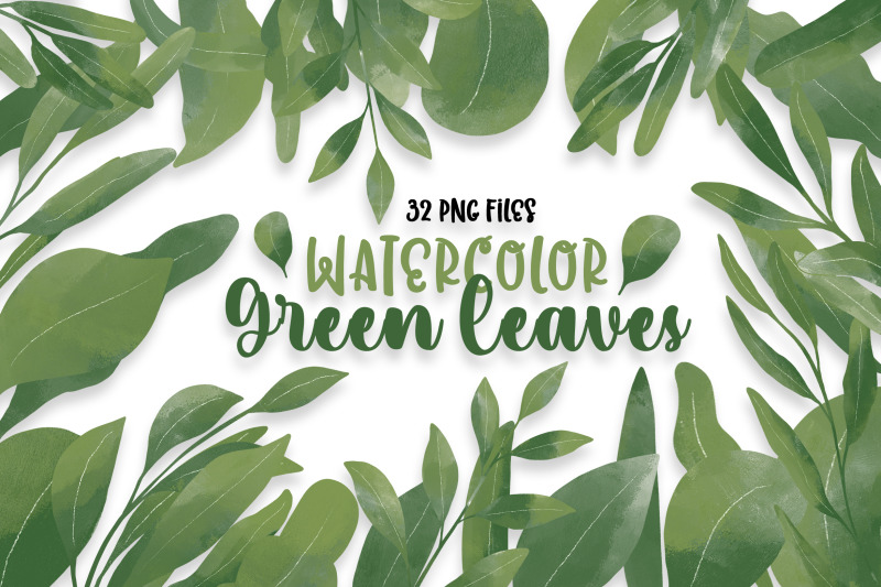 watercolor-green-leaves-png-clipart-bundle