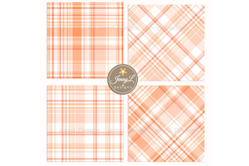 peach-plaid-digital-papers-pastel-background