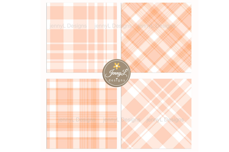 peach-plaid-digital-papers-pastel-background