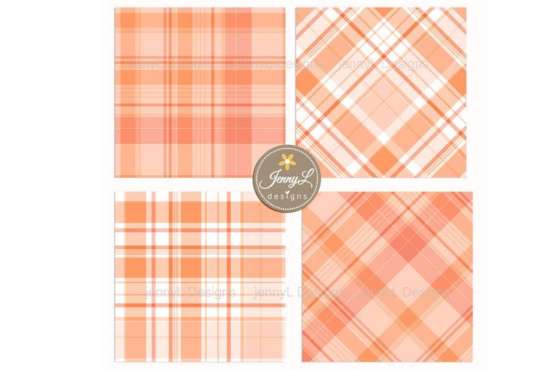 peach-plaid-digital-papers-pastel-background