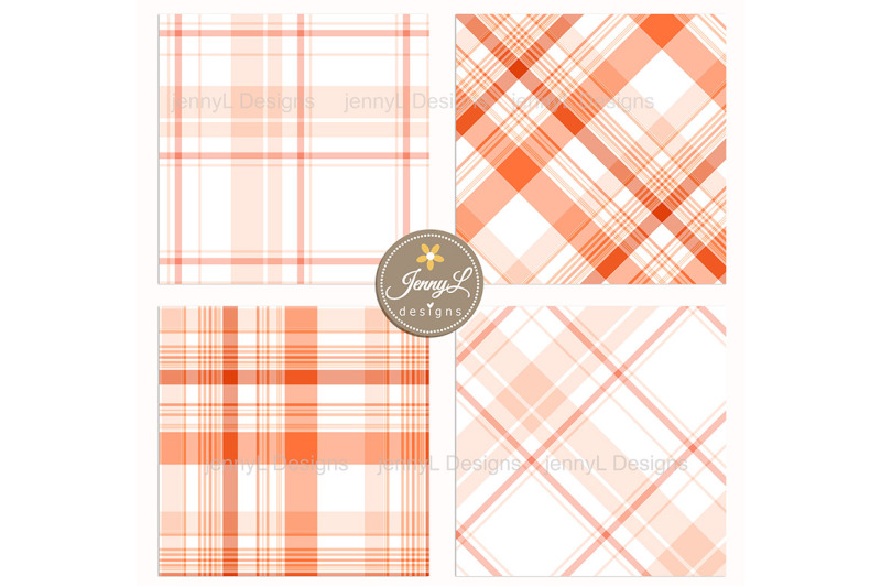 peach-plaid-digital-papers-pastel-background