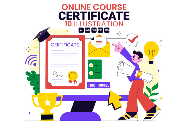 10-online-course-certificate-program-illustration