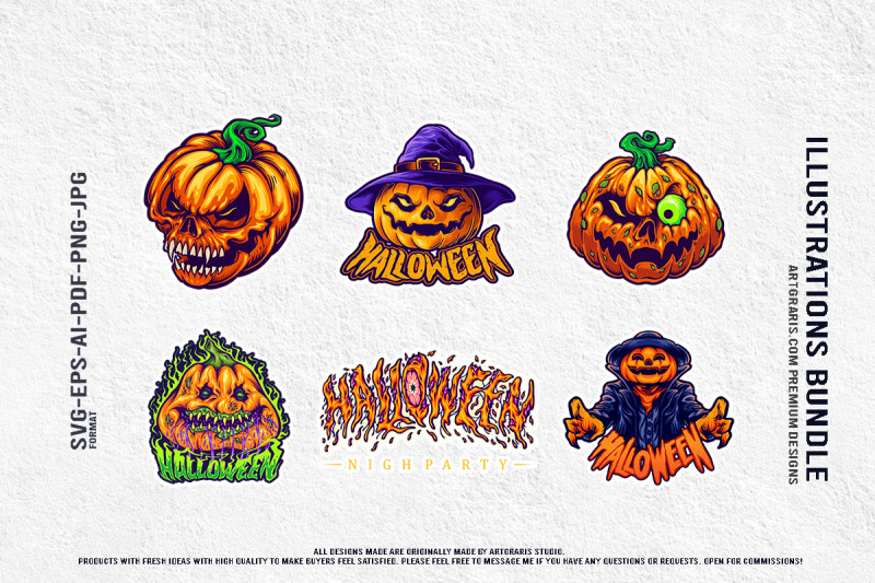 spooky-party-vector-pack-with-creepy-pumpkin-illustrations