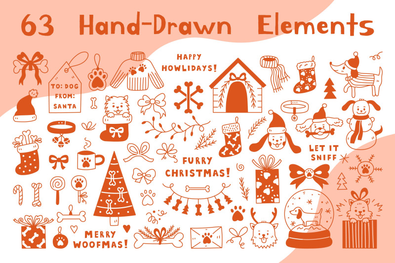 vintage-dog-christmas-doodles-png-clipart