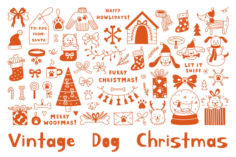 vintage-dog-christmas-doodles-png-clipart