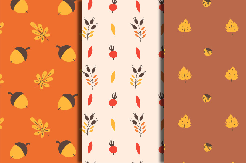 fall-leaves-hand-drawn-seamless-patterns