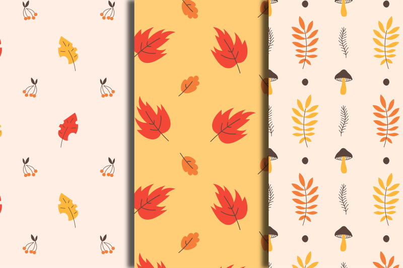 fall-leaves-hand-drawn-seamless-patterns