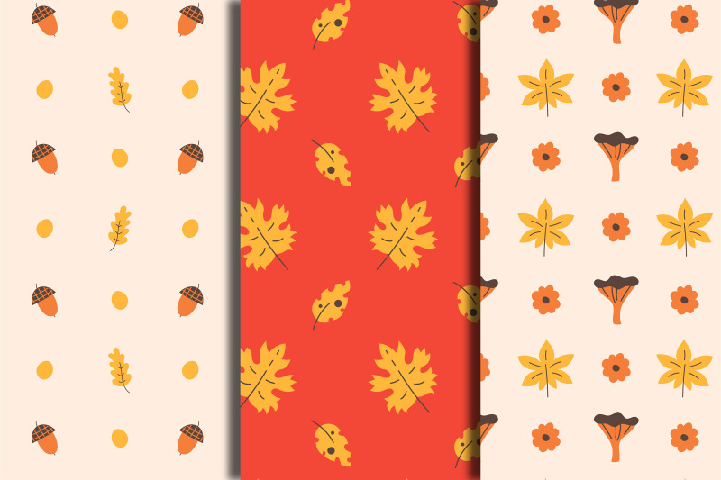 fall-leaves-hand-drawn-seamless-patterns