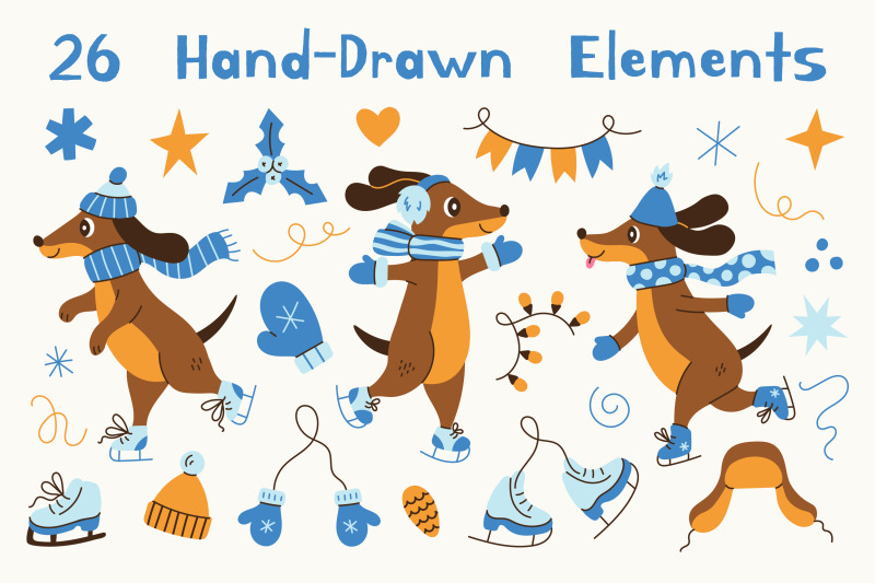 winter-dachshund-dogs-on-ice-skates-png